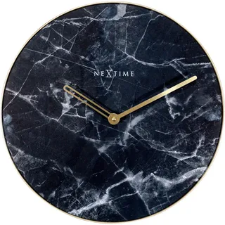 Nextime Wanduhr , Schwarz, Goldfarben , Metall, Glas , 40x40x3 cm , RoHS, Ce , leises Uhrwerk , Dekoration, Uhren, Wanduhren