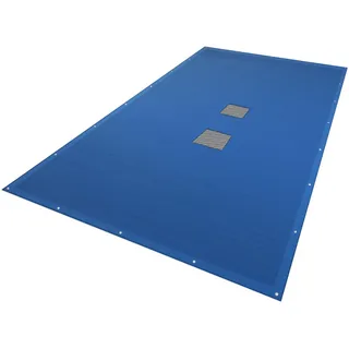 VOUNOT Poolabdeckung rechteckig, Pool Abdeckplane aus Polyethylen 160 g/m2 mit Abflussnetz, Doppelte Poolplane Wasserdicht Schimmelresistent Reißfest mit Aluminiumösen 4X7m, Blau