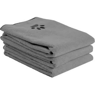 Ritz Besticktes Mikrofaser-Handtuch für Haustiere, klein, Pfoten-Spa, Grau, 3 Stück