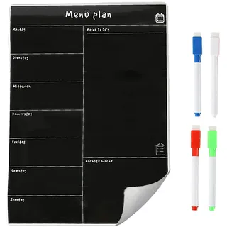 Relaxdays Speiseplan Wochenplaner , Kunststoff, Papier , Rechteckig , 30x42x0.7 cm , Bilder & Rahmen, Pinnwände & Magnettafeln