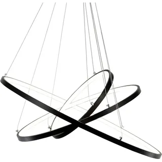 LED Pendelleuchte 2130-3schwarz Ringe Ø 80x60x40 cm 108W mit Fernbedienung Lichtfarbe und Helligkeit einstellbar dimmbar 120cm - Schwarz, Weiß