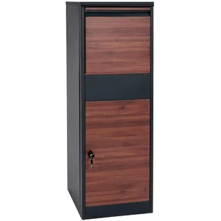 Mendler HWC-G80, Paketbox Standbriefkasten Paketbriefkasten Größe XL ~ verzinkt anthrazit Holzoptik dunkelbraun