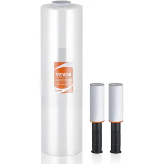 Vevor Stretchfolie 381 mm x 366 m 1 Packung 80 Gauge Industriestärke transparente langlebige Palettenfolie strapazierfähige Schrumpffolie mit Griffen zum Verpacken von Paletten Versand und Umzügen
