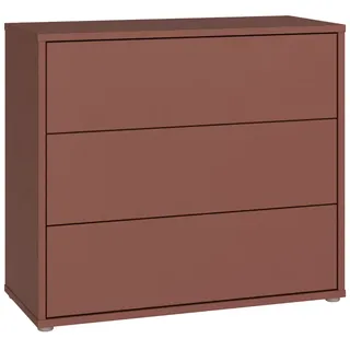 Kommode FORTE "Alice Springs, Kommode, 3 Schubkästen B/H/T 94,8/83,1/41,5", terakotta, B:94,8cm H:83,1cm T:41,5cm, Holzwerkstoff, Sideboards, Kommode, Schubkästen mit Vollauszug, grifflos,Push to open