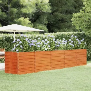 VidaXL Plantenbak verhoogd 400x80x77 cm cortenstaal roestig - Braun