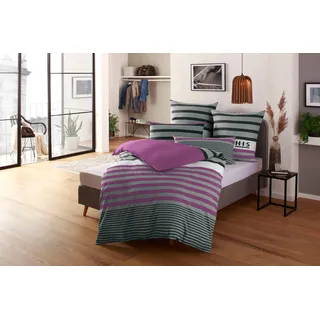 H.I.S. Majoran gestreift Lila 135 x 200 cm + 2 x 40 x 80 cm