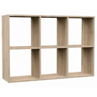 Selsey Malax Wandregal, 6 Fächer, 75x110x30 cm, laminiertes Holz, Farbe: Sonoma-Eiche, modular hoch/niedrig, modern/klassisch, für Wohnzimmer/Büro, einfache Selbstmontage