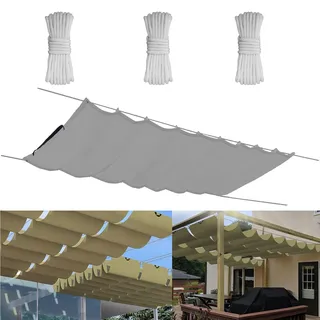 Einziehbare Welle Sonnensegel Verstellbar0.85x3M(BxL) Aufrollbar Sonnenschutz Mit ösen Spannmarkise Beschattung Markise Wasserdicht Verstellbar Markisenstoff Für Terrassenüberdachung Grauweiß