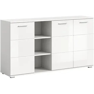 inn.furn Sideboard Weiß Hochglanz, 150 cm mit 9 Fächern Grazie
