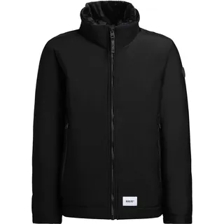 khujo Outdoorjacke "Outdoorjacke Huey" ohne Kapuze Herren Winterjacke mit abnehmbarem Plüsch-Besatz, schwarz