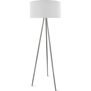 Melitec Tripod Stehleuchte skandinavisch, Stehlampe ST51, Metall, Schirm weiß, Wohnzimmerlampe stehend - Weiß