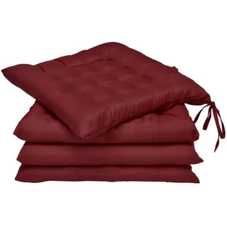 Beautissu Stuhlkissen Lea 40/40/5 cm Dunkelrot 4tlg , Textil , 40x40 cm , Heimtextilien, Wohntextilien, Sitzkissen