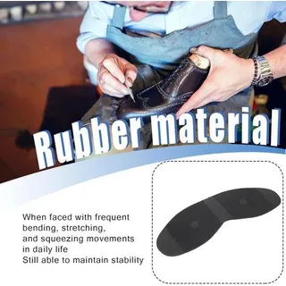 Lederhandschuhe mit nachhaltigen Gummi-Sohlen - Handgefertigt - Reparaturmaterialien für Damen- und Herrenschuhe - (Schwarz) - Schwarz