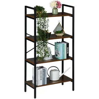 Relaxdays Bücherregal 122 x 60 x 32 cm Braun/Schwarz