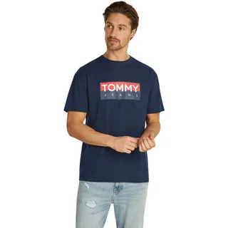 Tommy Jeans Herren T-Shirt Kurzarm Regular Fit Rundhalsausschnitt, Blau (Dark Night Navy), XXL