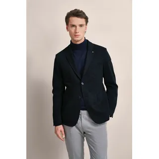 Sakko BUGATTI, Herren, Gr. 58, blau (marine), 65% Baumwolle, 35% Polyester, unifarben, normal, Manschette, Sakkos Sakko, mit aufgesetzten Taschen