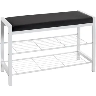 Haku-Möbel Schuhbank 75 x 50 x 32 cm schwarz-weiß gepolstert / schwarz
