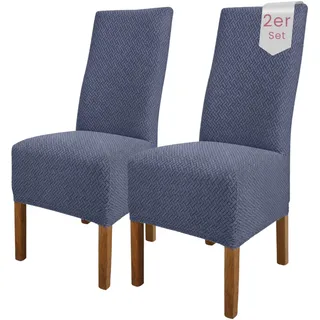 Scheffler Home Stuhlhussen Anthrazit 2er Set Elastisch Luna-lang