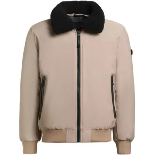 khujo Outdoorjacke "Outdoorjacke Ginster" ohne Kapuze Herren Winterjacke mit Teddyfleece-Besatz und magnetischen Details, greige