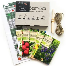 Bio Beet Box - Für eine gute Freundin - Saatgut Set inklusive Pflanzkalender und Zubehör - Geschenkidee für Hobbygärtner