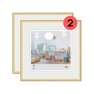 walther design Bilderrahmen New Lifestyle Kunststoffrahmen 20x20 cm Gold, Doppelpack, KV220GD