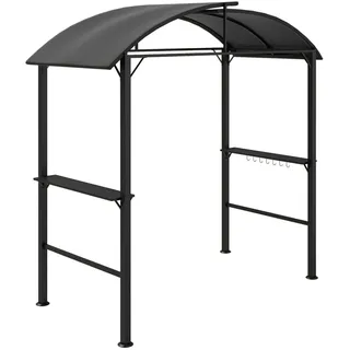 Outsunny Grillpavillon mit Doppeldach 233 x 110 x 235 cm , Dunkelgrau , Metall , 110x235x233 cm , Sonnenschutz, Pavillons