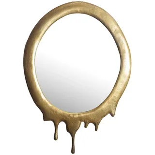 Mid.you Wandspiegel , Goldfarben , Glas , oval , 50x71x3 cm , senkrecht montierbar , Garderobe, Garderobenspiegel