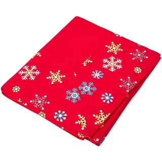 Homescapes Tischdecke Weihnachten, rot mit Schneeflocken-Bordüre, 137/178 cm , Rot , Textil , Rechteckig , 137x178 cm , Oeko-Tex® , Heimtextilien, Wohntextilien, Tischwäsche, Tischdecken