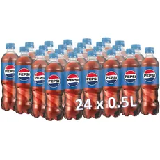 Pepsi Cola, Das Original von Pepsi, Koffeinhaltige Cola in Flaschen aus 100% recyceltem Material, EINWEG (24 x 0.5 l)