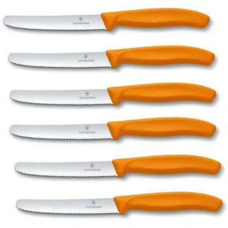 Victorinox 6 Stück Tafelmesser Swiss Classic Orange Tomatenmesser Küchenmesser