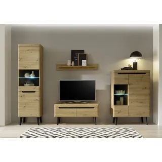 Home Affaire Wohnwand »Torge, Anbauwand, Schrankwand, Mediawand, Wohnzimmer-Set« Set, 4 Stk. tlg., schwarz