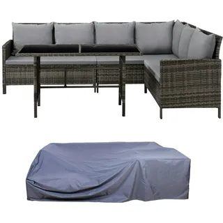 Svita Madison Rattan-Lounge Polyrattan Ecksofa Gartenmöbel-Set Sofa Garnitur Couch-Eck