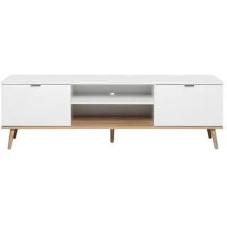 Lowboard Fernsehschrank Oslo | Skandinavisch | weiß / Sonoma Eiche - Weiß, Braun