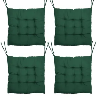 Tutamaz 4er Set Stuhlkissen, Bequemes Sitzkissen 40x40x3cm, Bodenkissen, Stuhlauflage für Indoor und Outdoor für Esszimmer, Wohnzimmer, Studierzimmer (R-Grün)