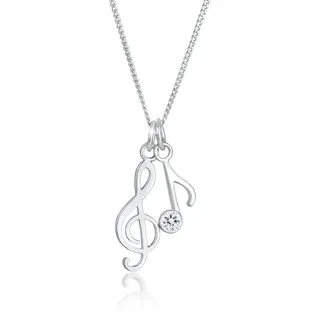 Silberkette ELLI "Halskette Notenschlüssel Note Weiß 925 Sterling Silber, mit Kristallen von Swarovski" Gr. 45, silber, Halsketten, Damen, Silber 925 (Sterlingsilber), Silberkette