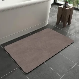 Duschmatte - Anti-Rutsch, Mikrovezel, Diatomit, Schnell Trocknend, für Badezimmer und Wohnzimmer (Braun, 60x90cm)