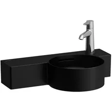 Laufen VAL Handwaschbecken, 1 Hahnloch rechts, mit Überlauf, 550x315mm, Ablage links, H815284, Farbe: Schwarz Matt