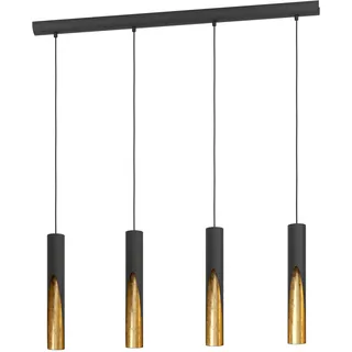 EGLO LED Pendellampe Barbotto, 4-flammige Pendelleuchte über Esstisch | indirekte Beleuchtung, Hängeleuchte aus Metall in Schwarz und Gold, Hängelampe mit GU10-Leuchtmittel, warmweiß