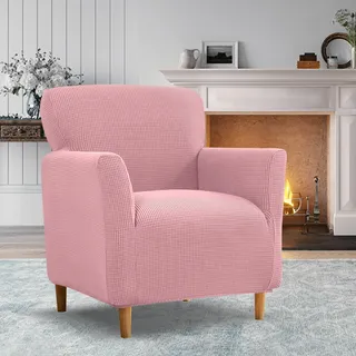 MeYuxg Sessel Bezug Stretch, 1-Sitzer Sofa Jacquard Stretchhusse,Universell gestrickt sesselhusse,Flecken, Verschleiß Chair Cover für Wohnzimmer, Büro (Rosa)