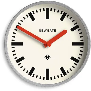 NEWGATE® Luggage wanduhr | Moderne Retro Metall bahnhofsuhr | 30cm | Tief verzinktes metallgehäuse mit roten zeigern | Zeitgenössischer Vintage Stil für küche, Wohnzimmer oder büro