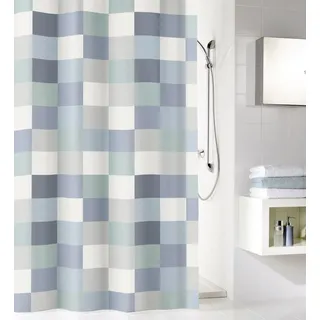 KLEINE WOLKE Duschvorhang Check 180 x 200 cm blau