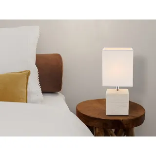 LED Tischleuchte, Lampenschirme Stoff Weiß, Nachttischlampe für Fensterbank