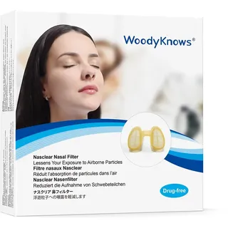 WoodyKnows Nasclear Nasenfilter, Schutz bei saisonalen Allergien und industrieller Umweltverschmutzung, Schutz in Verkehrsmitteln und der Haustierpflege (L, 3 Filtern + 24 Ersatzfiltern)