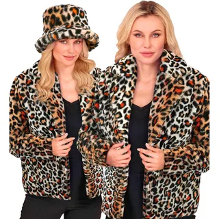 w widmann milano party fashion - Damen Kunstfell-Jacke, flauschiger Pelz, Plüschjacke, Kostüm, Party Outfit für Karneval & Festival