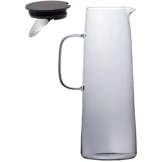 Intirilife Karaffe Kanne aus Glas in Smokey Grau - 1.7 Liter Füllmenge - Glas Wasser Krug mit Deckel und Sieb für Heiße und Kalte Getränke Tee Saft Limonade