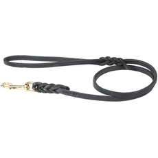 Julius-K9, 10100-GF-M, Hundeleine aus Fettleder, 10mm x 1m, mit Schlaufe, Messingkarabiner, geflochten