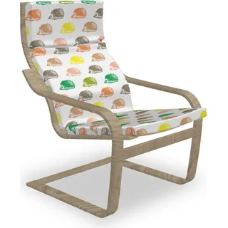 ABAKUHAUS Igel Poäng Sessel Polster, Bleistift gezeichnetes Spiky Tier, Sitzkissen mit Stuhlkissen mit Hakenschlaufe und Reißverschluss, Weiß und Multicolor - Weiß