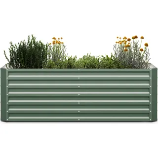 Blumfeldt High Grow Straight Hochbeet - Ergonomisches 1.000-l-Gartenbeet aus Rostfreiem Galvalume-Stahl für Gemüse und Kräuter, 60 cm Höhe, Einfache Montage - Grün