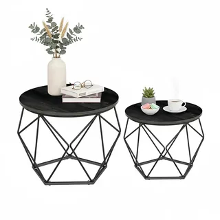 Relaxdays Couchtisch, 2er Set, - schwarz