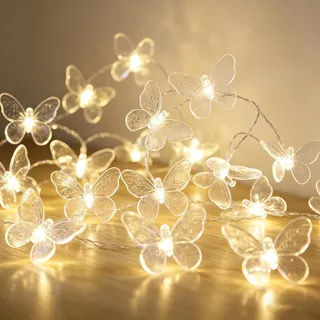 ZingBox Schmetterlings Lichterkette, 1,5M 10 LED, Batteriebetriebene, Schmetterling Dekorative, LED Lichterketten für Balkon, Hochzeit, Party, Gartendekoration, Schlafzimmer, Valentinstag